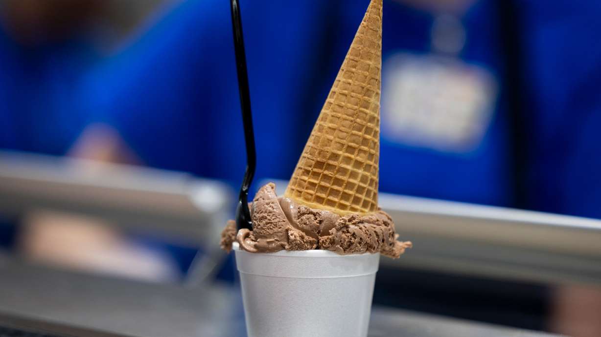 An ice cream cone sits on the service counter at the BYU Creamery on Ninth in Provo on June 15. Dallas Jenkins mentioned that during his time spent working in Utah, he's found some of his favorite restaurants and ice cream spots in the country.