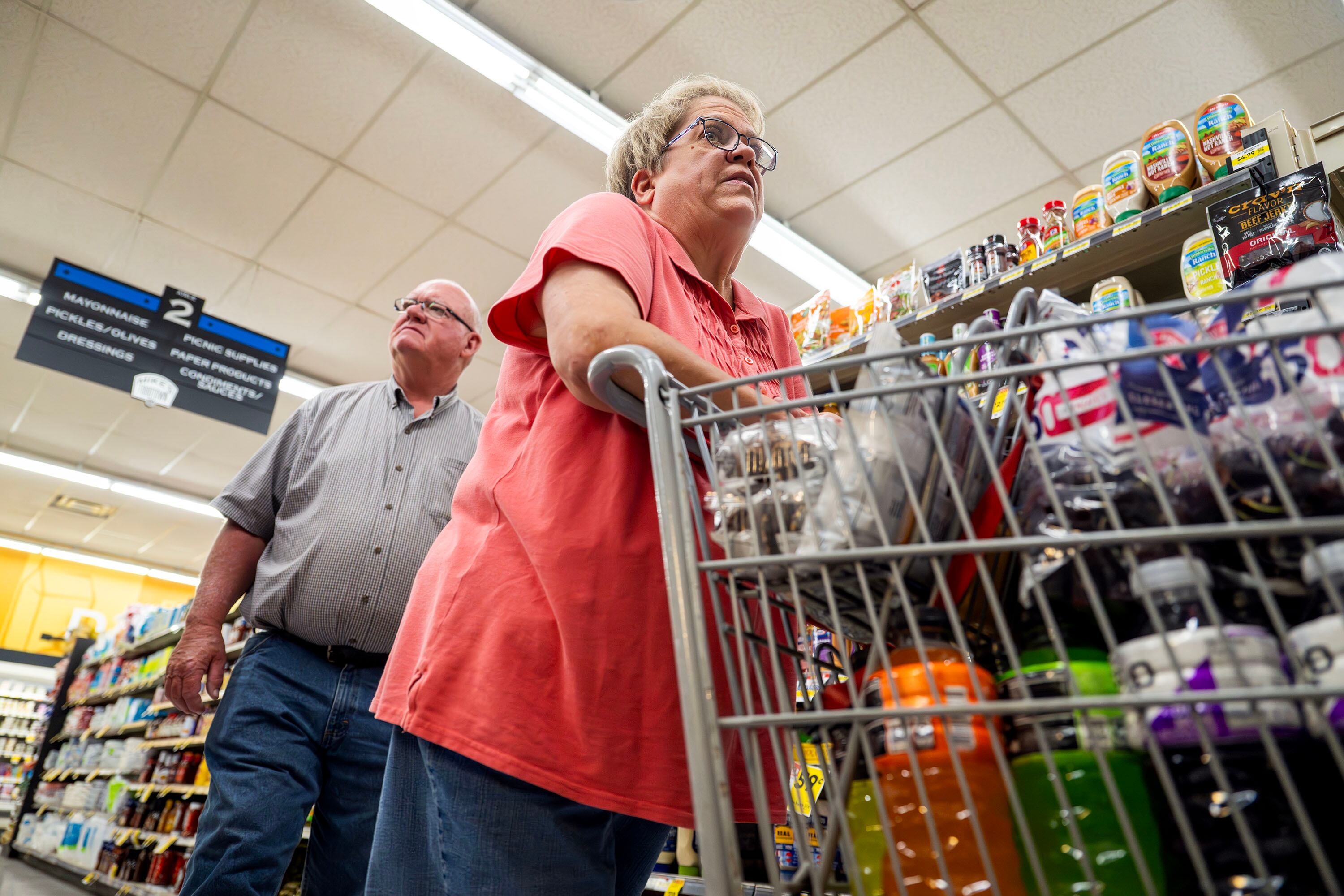 Brent and Susan Oldroyd, who were on the mountain when the Cottonwood Fire started, do a bit of shopping at a grocery store in Beaver on Monday. Susan Oldroyd recounted her and her husband's experience of when the fire started.