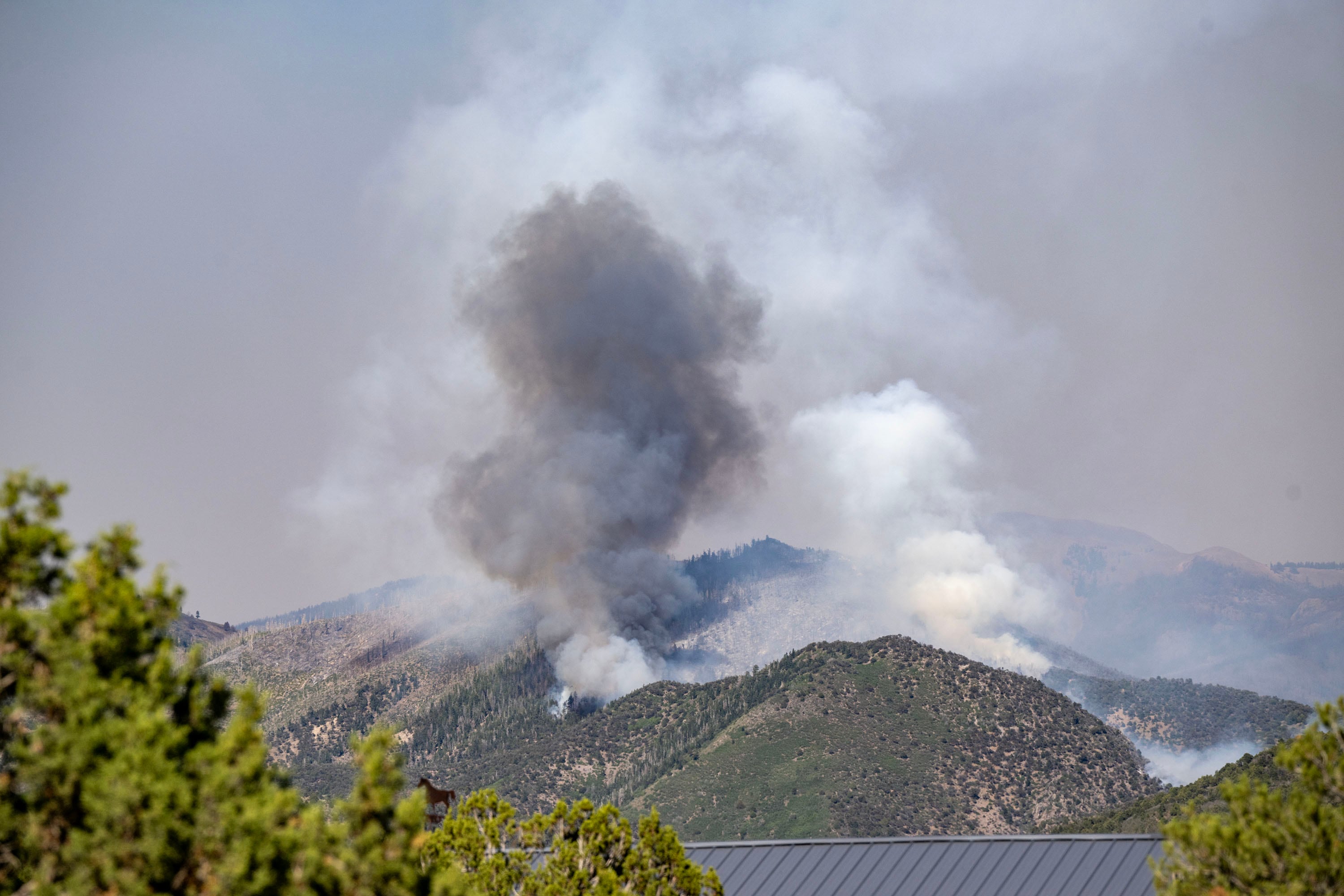 The Cottonwood Fire burns on the mountains east of Beaver on Monday. Lynn Jenkins said he's never seen a fire that's been as devastating as the Cottonwood Fire.