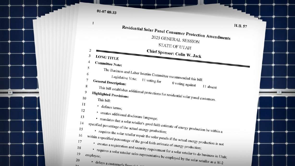Utah legislature considers stronger protections for residential solar customers