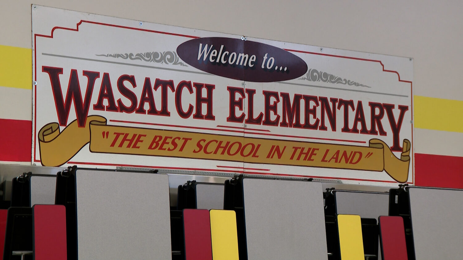 An old Wasatch Elementary School sign inside the school. (Stuart Johnson, KSL TV)
