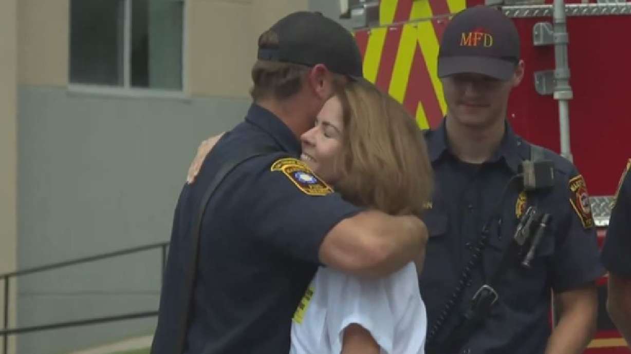 Mary "Jeanne" Menna got to meet and thank the first responders who saved her life after she was struck by lightning.