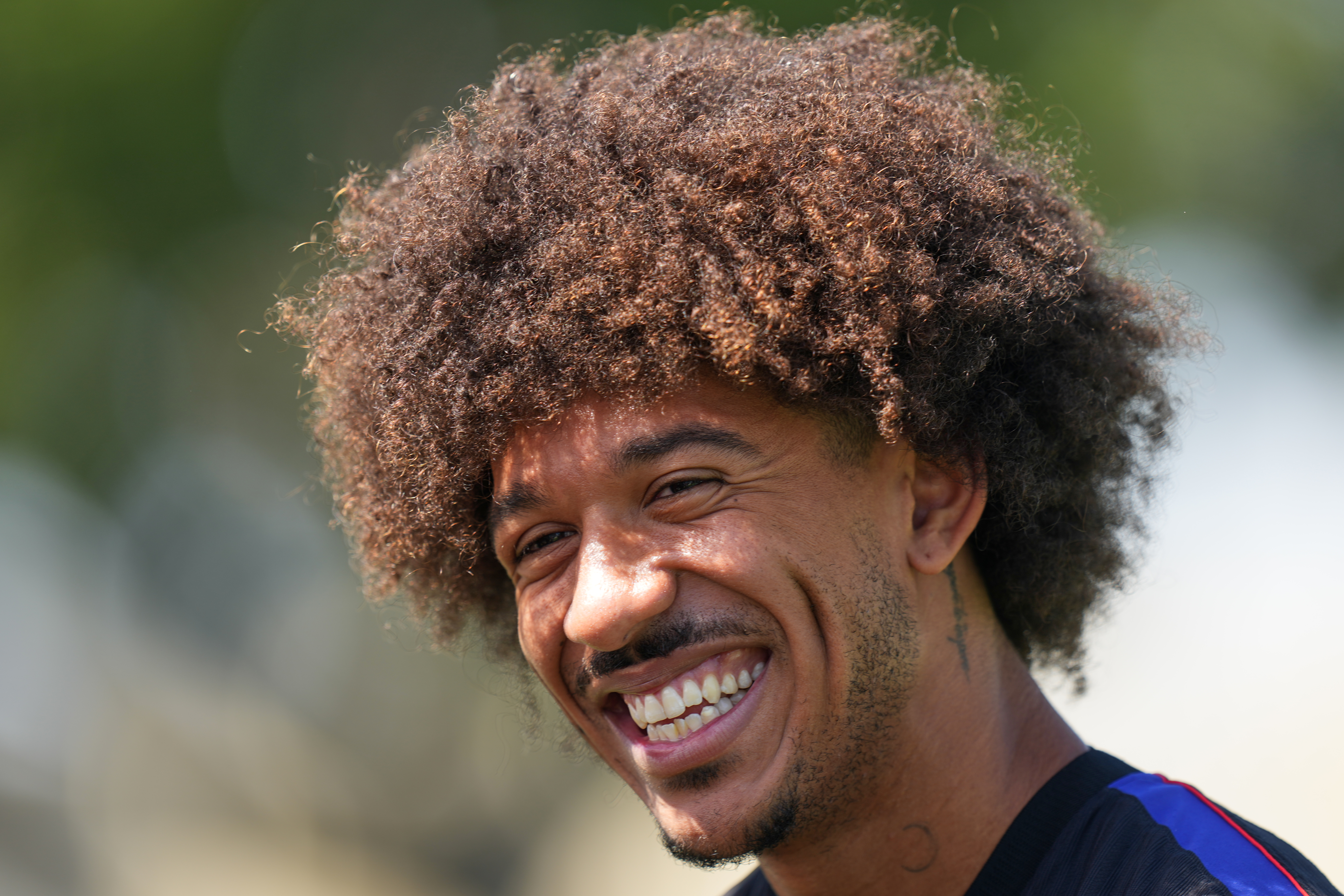 United States' Chris Richards smiles during a training session ahead of a FIFA World Cup match against Turkey in Irvine, Calif., Wednesday, June 24, 2026. 