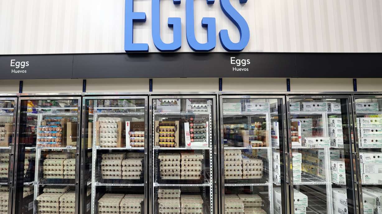 Eggs are pictured at a grocery story in West Valley City on Oct. 31, 2025. Utah, along with the U.S. Department of Justice and more than a dozen other states, went after egg companies and reached a settlement.