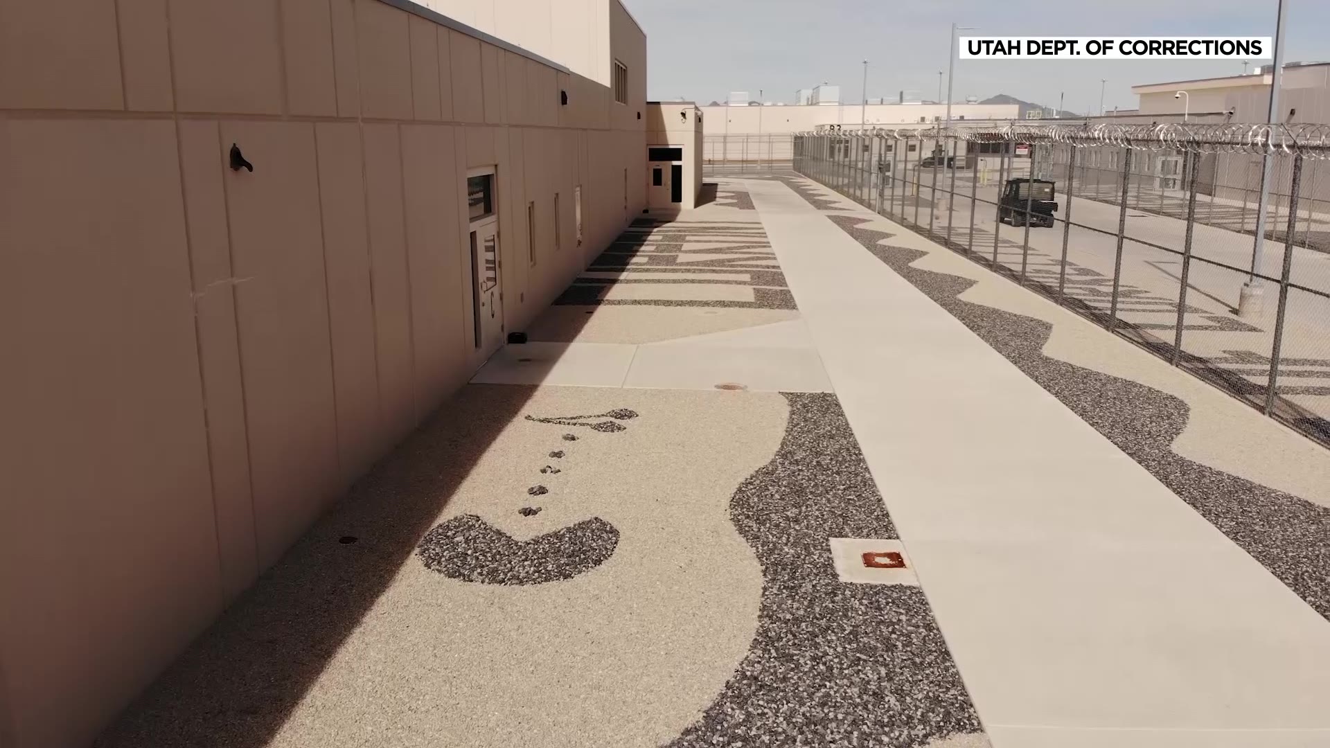 A Pac-Man design made of rocks is seen at the Utah State Prison as part of an effort to cut back on the facility's water use.