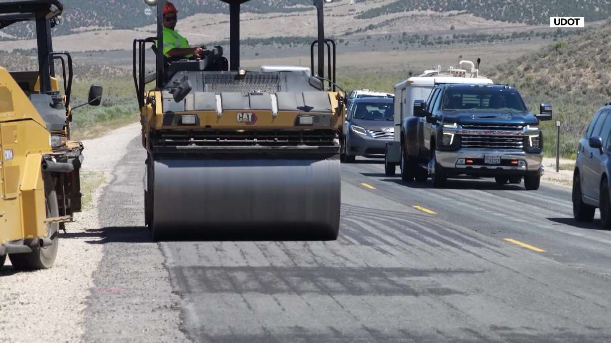 A pavement roller is seen on Tuesday. The Utah Department of Transportation is beginning work on one of the largest pavement recycling projects in the state.