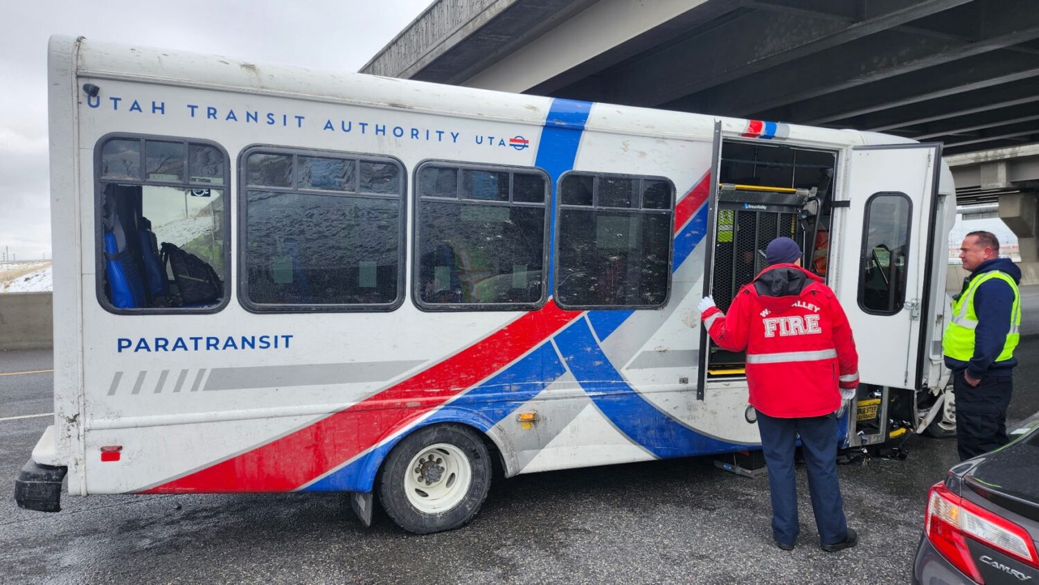 Crash ejects passenger from UTA paratransit bus, causes lane closures on Route 201