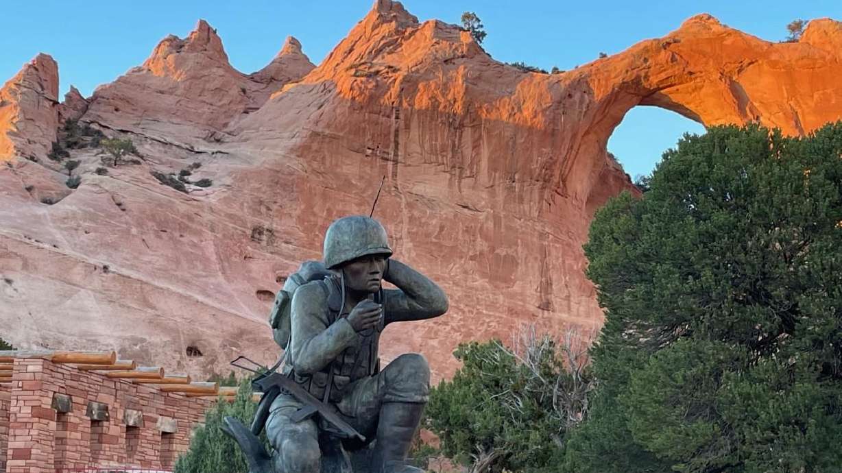 The Navajo Code Talker statue located at the Veteran's Memorial Park in Window Rock, Arizona.