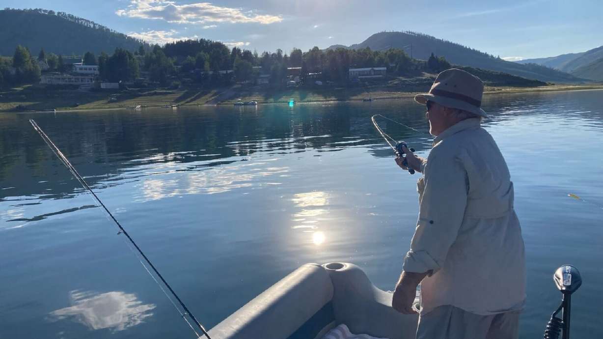 Jerry Lynch is seen fishing in Scofield Reservoir on March 19, 2025.