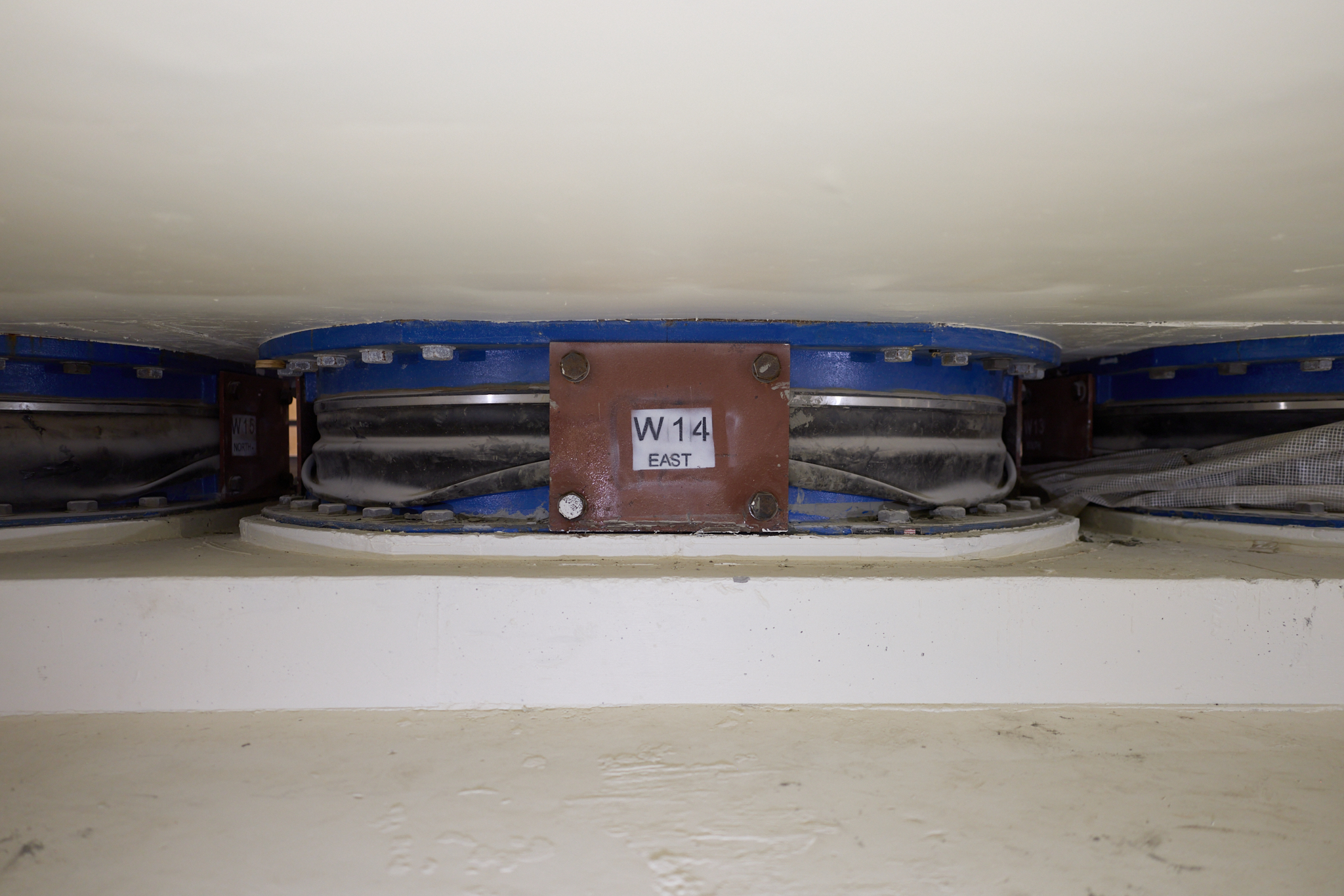 One of the 98 base isolators located 20 feet below the Salt Lake Temple of the Church of Jesus Christ of Latter-day Saints on June 25.