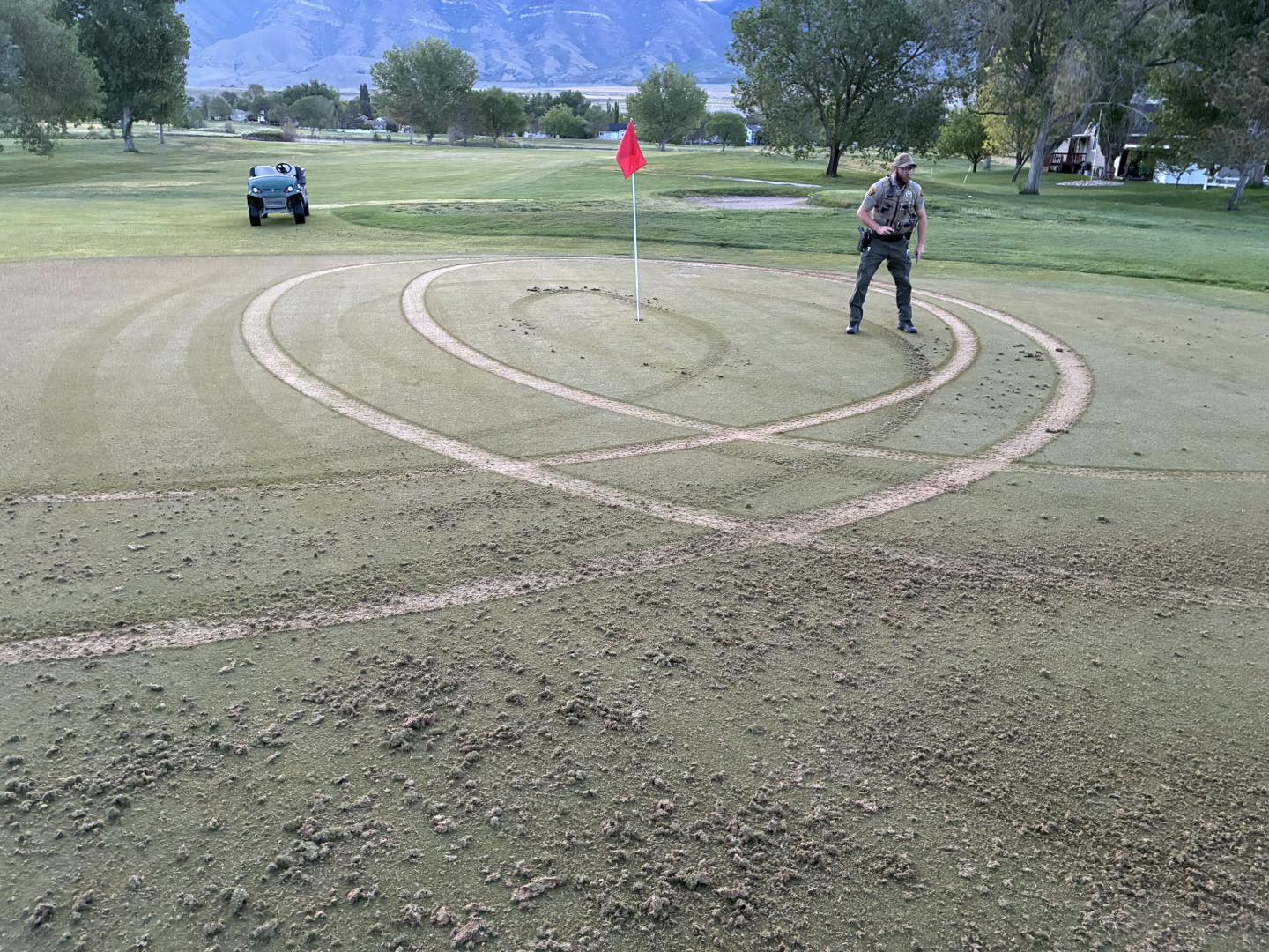 Stansbury Park Golf Course Green Suffers Damage by Motorize Vehile