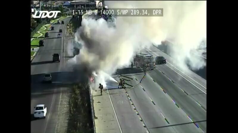 Semitruck catches fire on northbound I-15 | KSL.com