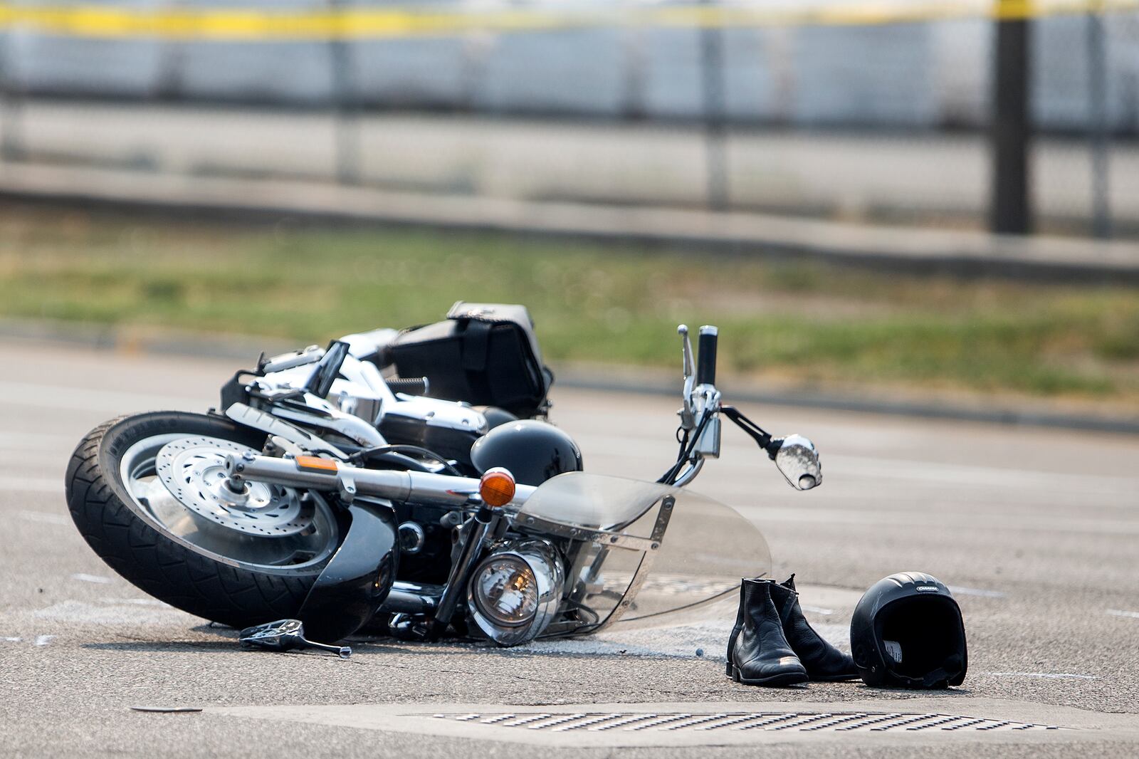 A motorcycle involved in a crash in Salt Lake City is pictured in August 2018. 
