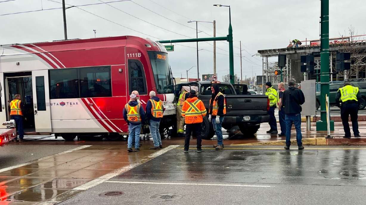Truck and UTA TRAX train crash in Salt Lake City