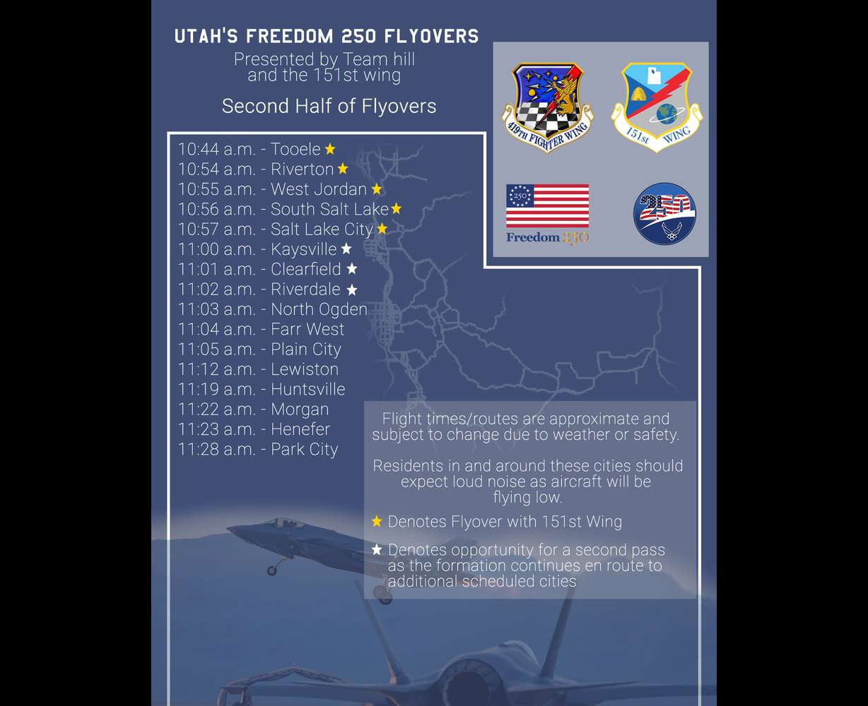 The second half of the Freedom 250 Flyover map was released Wednesday, July 1, 2026, days before the Fourth of July holiday.