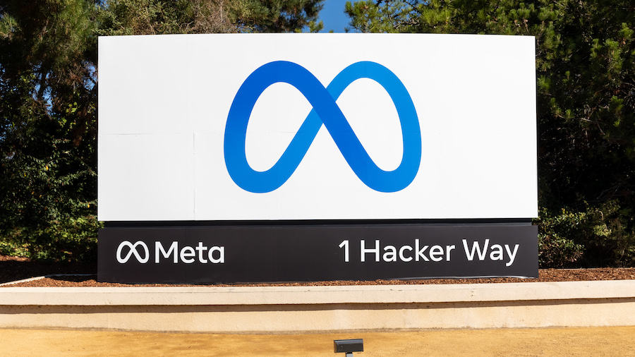 Facebook debuts its new company brand, Meta, at their headquarters on October 28, 2021 in Menlo Park, California.