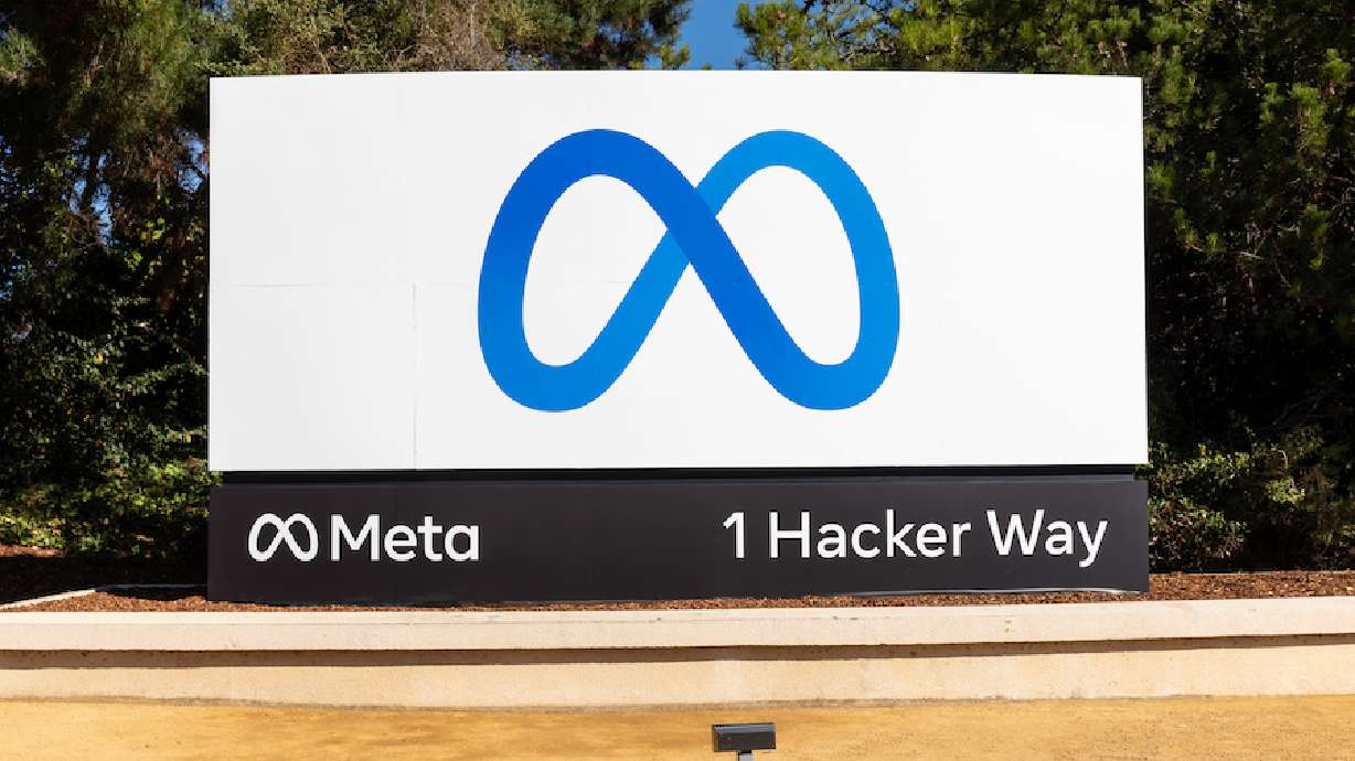 Facebook debuts its new company brand, Meta, at their headquarters on October 28, 2021 in Menlo Park, California.