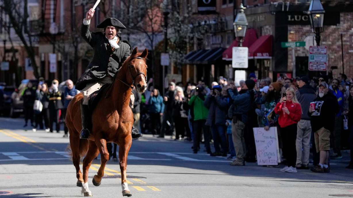 Paul Revere’s midnight ride unfolds in broad daylight — with a police escort