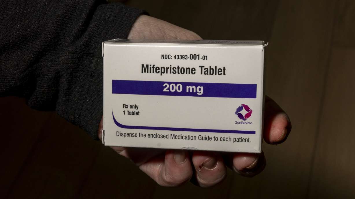 In this photo illustration, A packet of Mifepristone is seen at Wyoming's last abortion clinic, Wellspring Center March 10, 2025 in Casper, Wyoming.