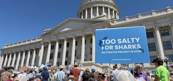 'This is our water': Hundreds of Utahns rally against proposed Box Elder data center