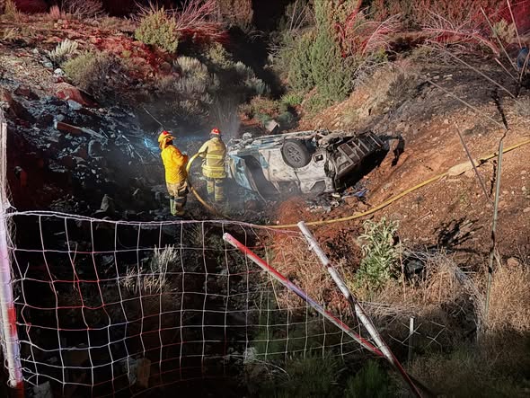 Car crashed and caught on fire in Hurricane