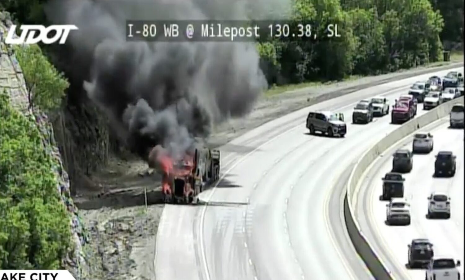 Vehicle fire closes I-80 eastbound