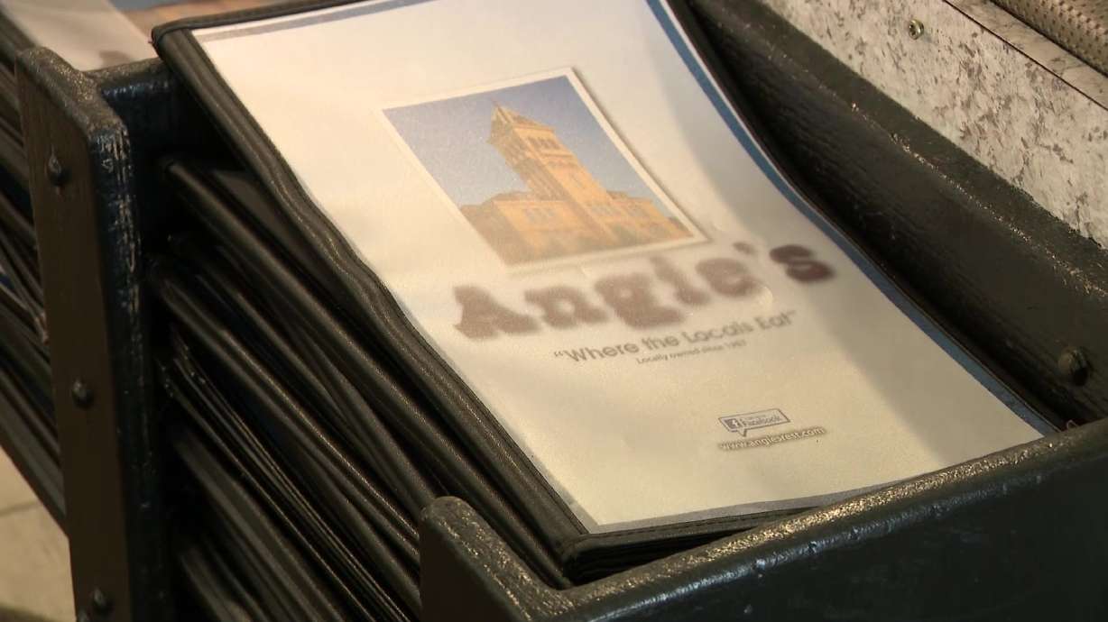 A menu from Angie's is pictured in Logan on Wednesday, June 10, 2026.