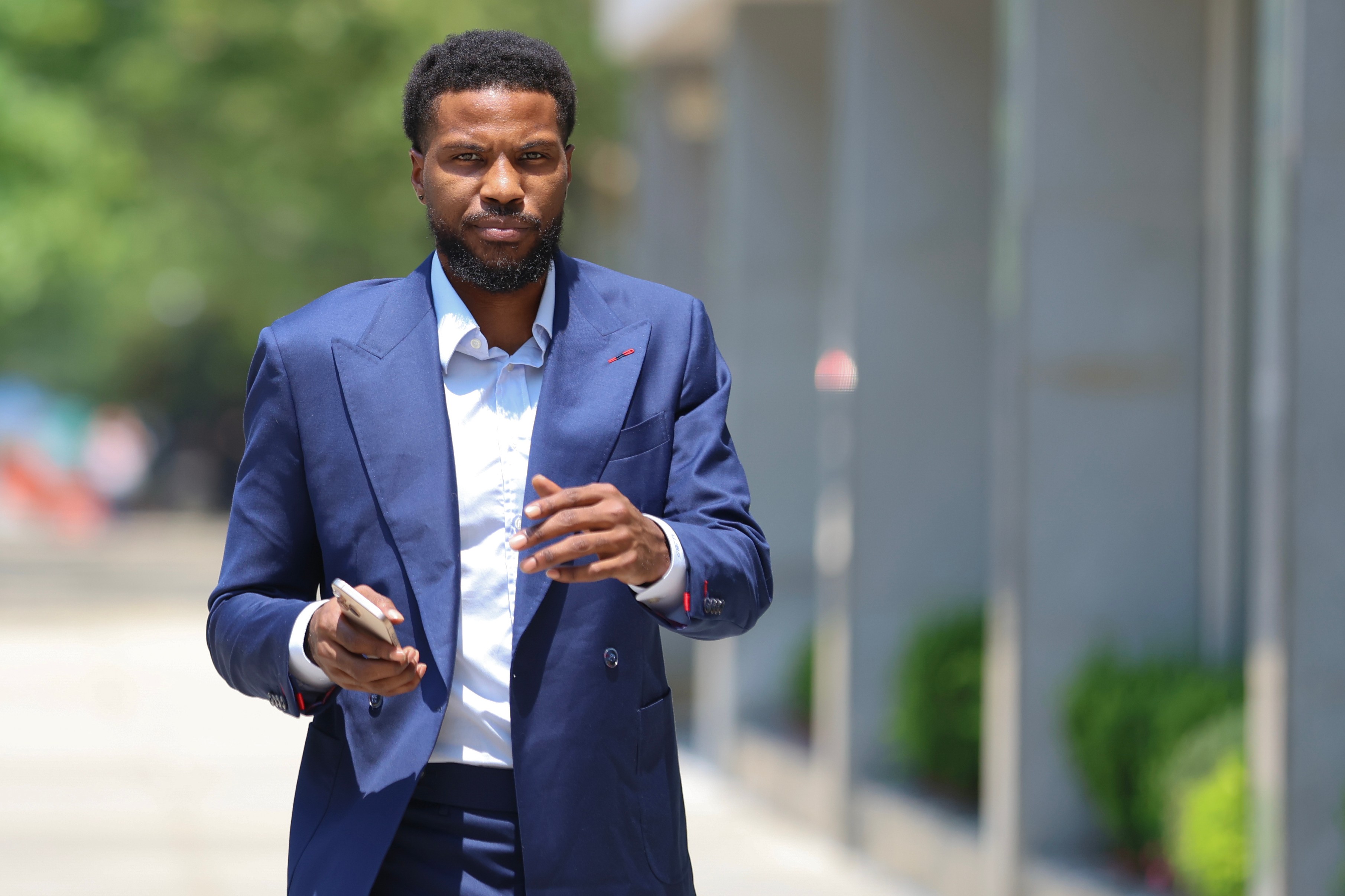 Former NBA player Malik Beasley arrives outside of Brooklyn federal court, Wednesday, July 1, 2026, in New York.  CORRECTION: name of the photographer corrected to Heather Khalifa instead of Yuki Iwamura