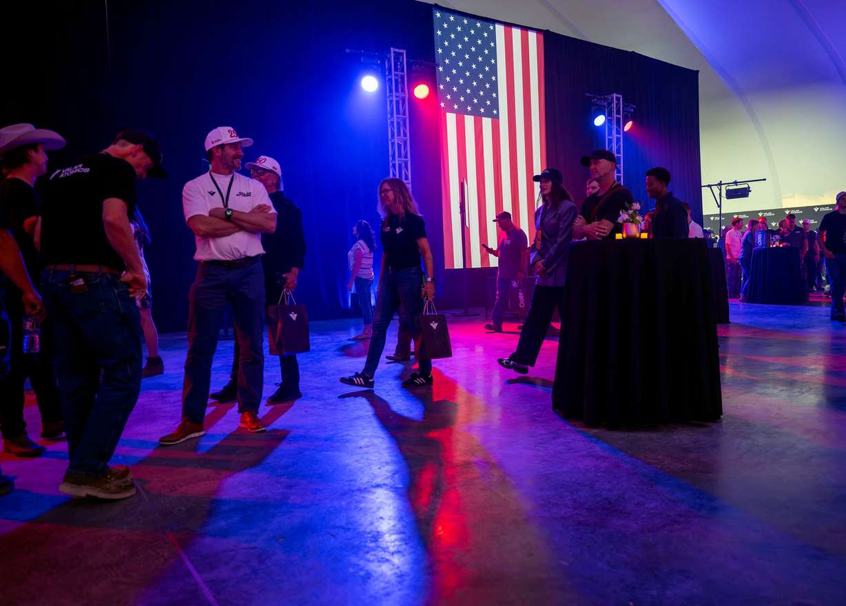 Guests arrive as Valar Atomics and Nvidia celebrate a milestone in atomic energy and artificial intelligence at a large party gathering at the Orangeville site on Wednesday, July 1, 2026.