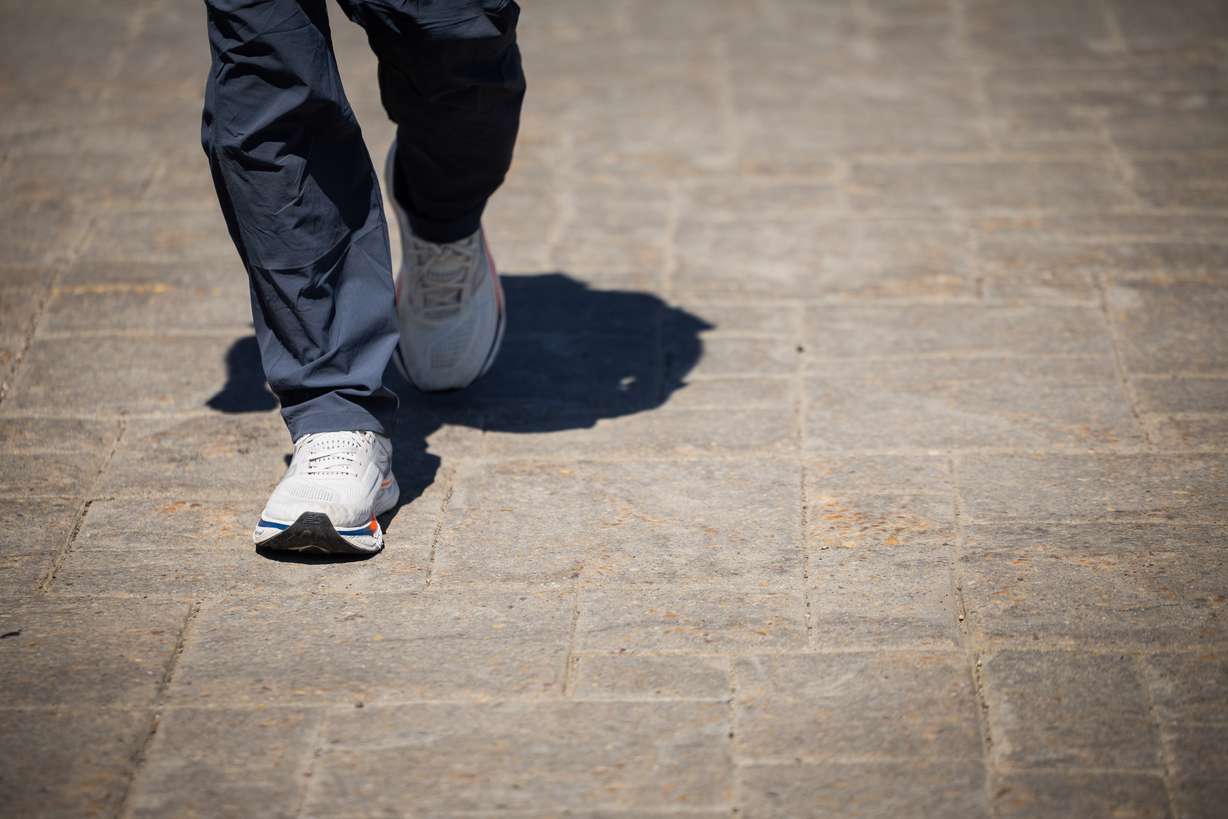 Sen. John Curtis, R-Utah, walks a 4-mile stretch from above Jeremy Ranch to Kimball Junction in Park City on Wednesday, as a part of his America 250 walk from Bear Lake to the Stadium of Fire. The walk follows a 250-mile continuous route over the course of nine days.