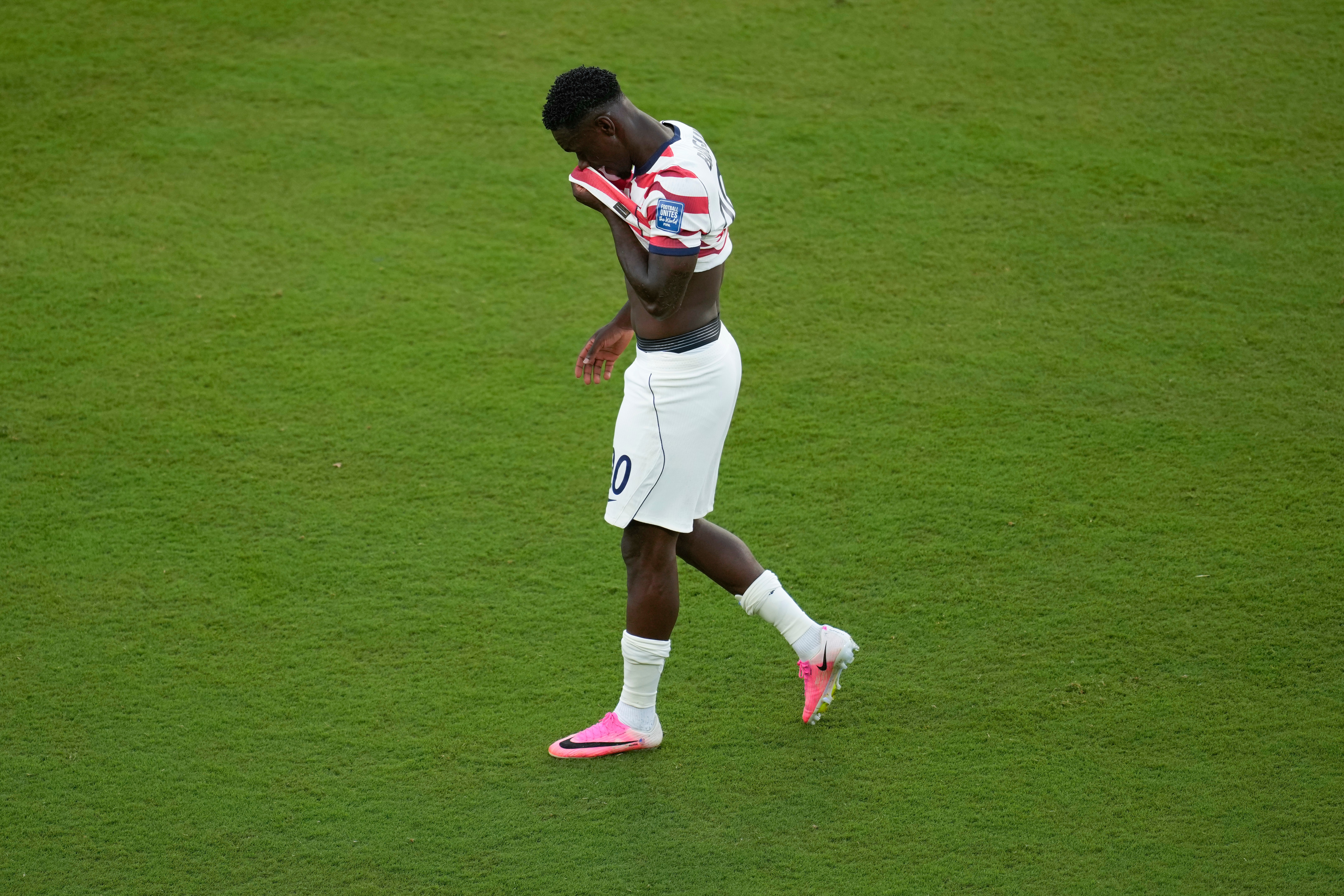 US striker Balogun says a yellow card, not red card, would have been 'fair' at the World Cup