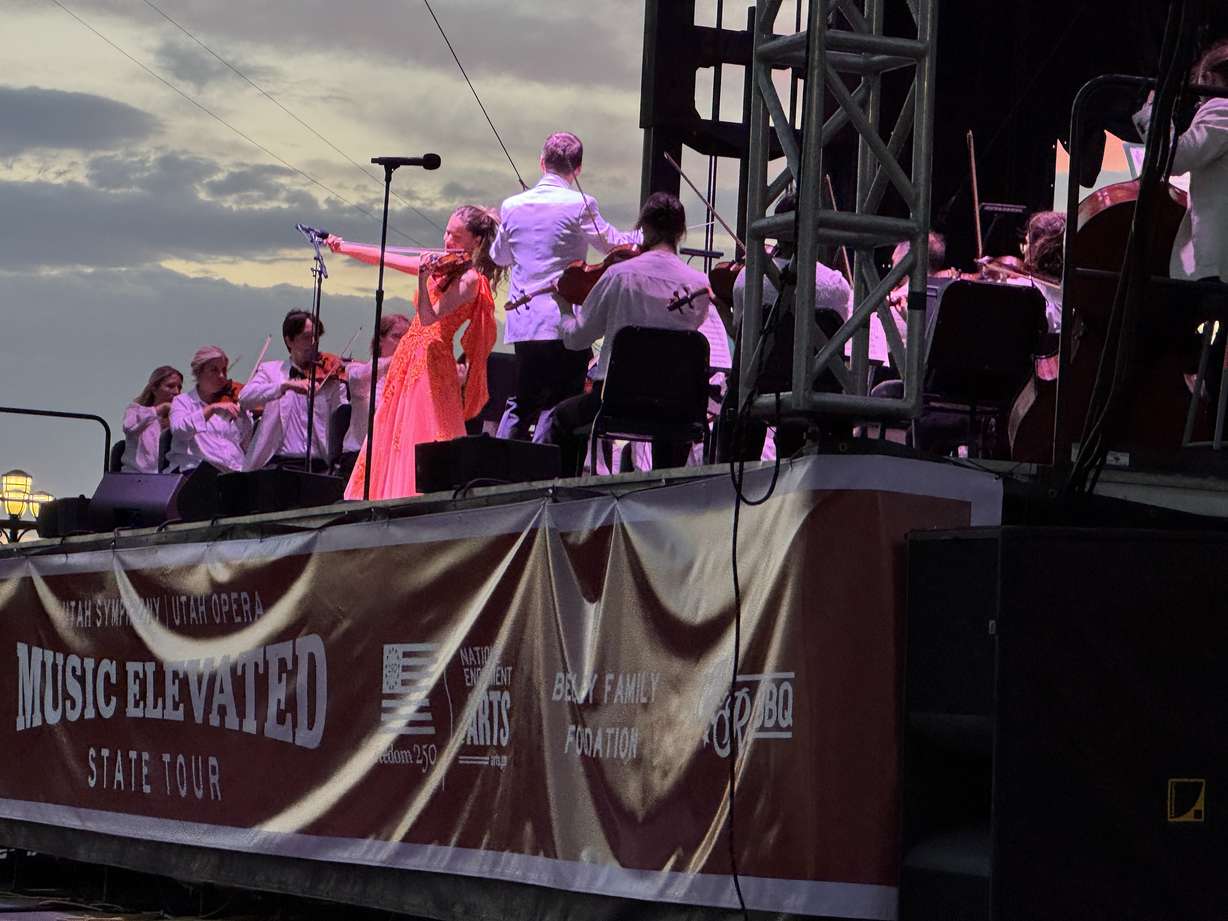 Violin soloist Aubree Oliverson performs with the Utah Symphony at the Utah Capitol on Friday, July 3.