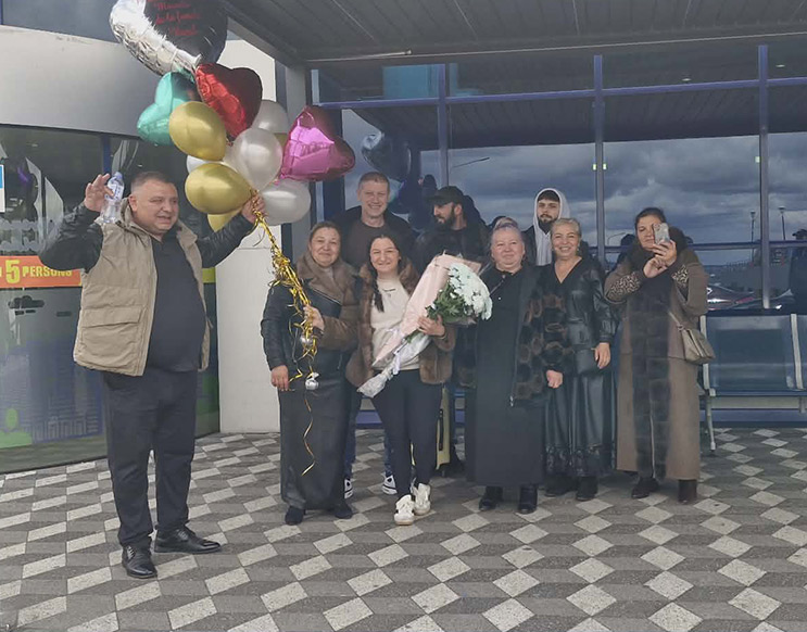 McKenna Christensen’s family picking her up from the airport after meeting for the first time in Chisinau, Moldova. Christensen is planning to return more often in the future.