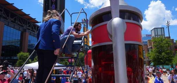Big brew: Texas Rangers and Bud set a world record with a 12-foot tall, 600-gallon beer