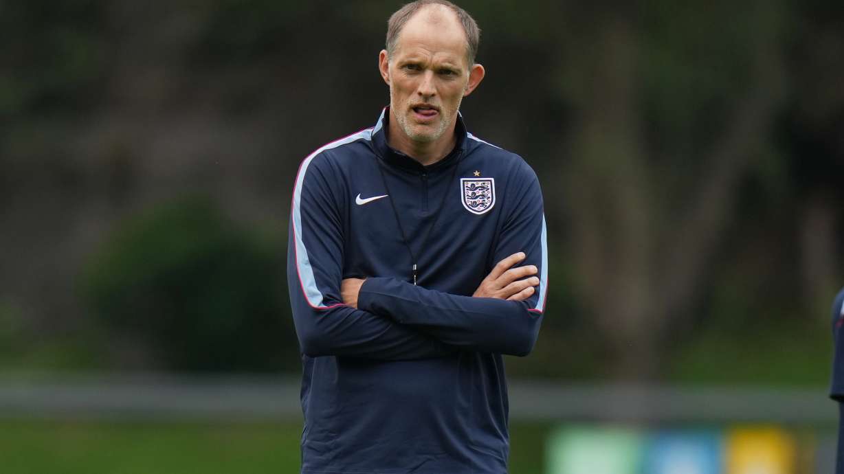 England head coach Thomas Tuchel during a training session ahead of his team's World Cup round of 16 soccer match against Mexico, in Mexico City, Saturday, July 4, 2026.