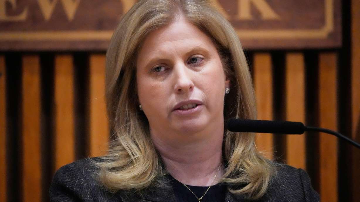New York Police Commissioner Jessica Tisch speaks during a news conference in New York, on March 9.