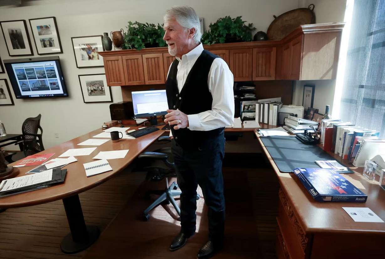 Rob Moore, Big-D executive chairman, talks to the Deseret News in his office at Big-D in Salt Lake City on May 19. Moore has been with the company for 50 years.
