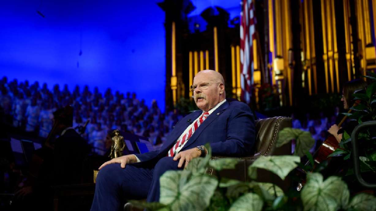 Kansas City Chiefs head coach Andy Reid is pictured as the narrator for the Tabernacle Choir's America 250 celebration on Sunday.
