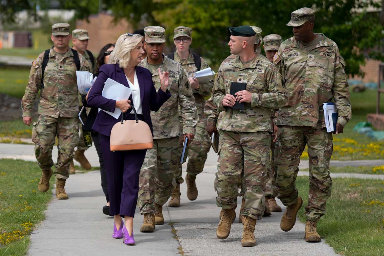 Army Secretary Christine Wormuth walks during a tour with soldiers at Fort Jackson, a U.S. Army Training Center, in Columbia, S.C., Sept. 25, 2024.