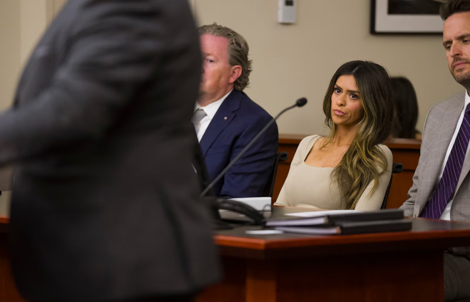 Taylor Frankie Paul appears in 3rd District Court for a hearing regarding protective orders in Salt Lake City on Thursday, April 30, 2026. Paul is seeking a protective order against her ex-boyfriend and “Secret Lives of Mormon Wives” co-star Dakota Mortensen.