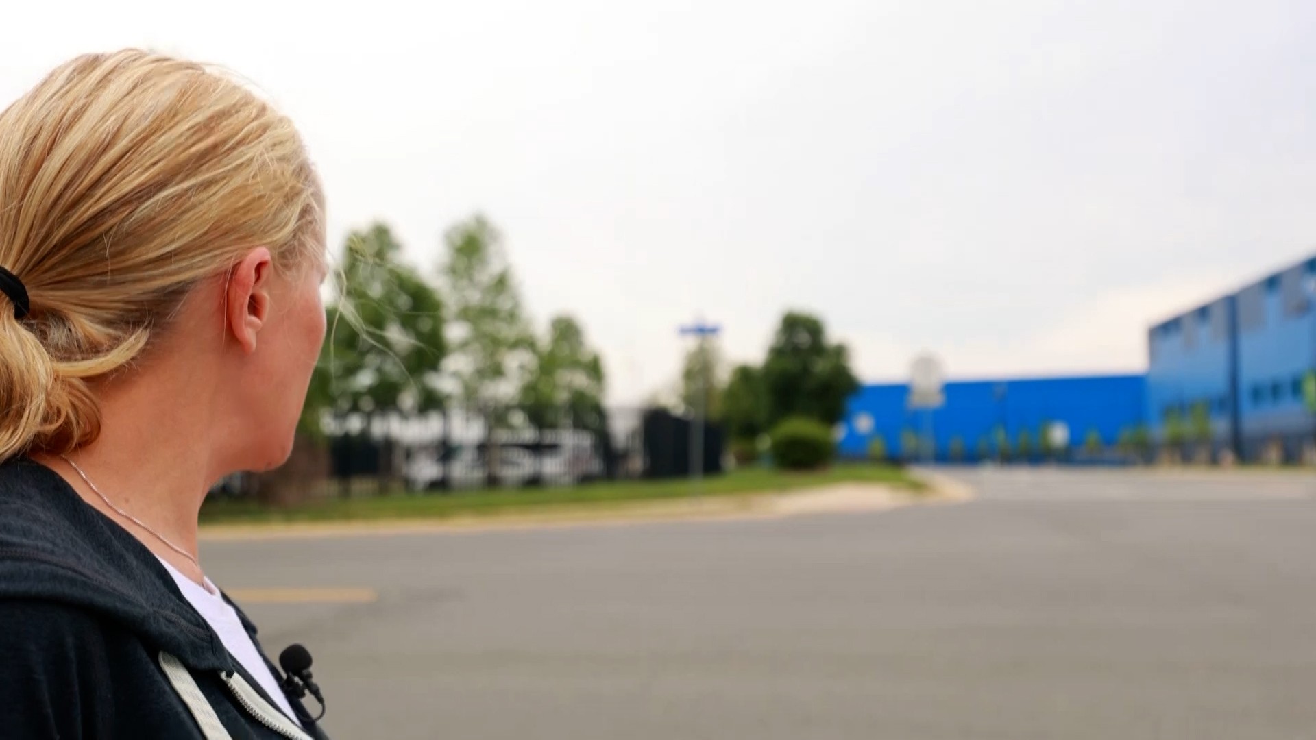 Jessica Medeiros gazes at the Vantage Data Center in Sterling, Virginia.