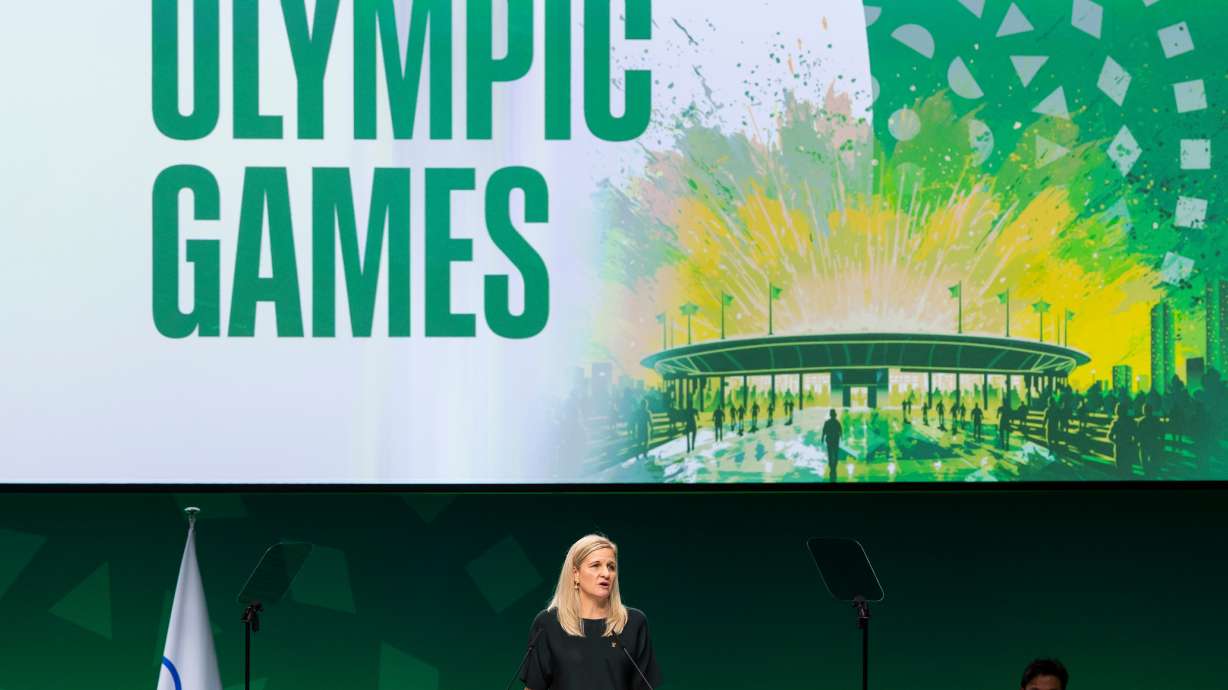 International Olympic Committee (IOC) President Kirsty Coventry, speaks during the 146th Session of the International Olympic Committee (IOC) at the SwissTech Convention Centre, in Lausanne, Switzerland, Wednesday, June 24, 2026.