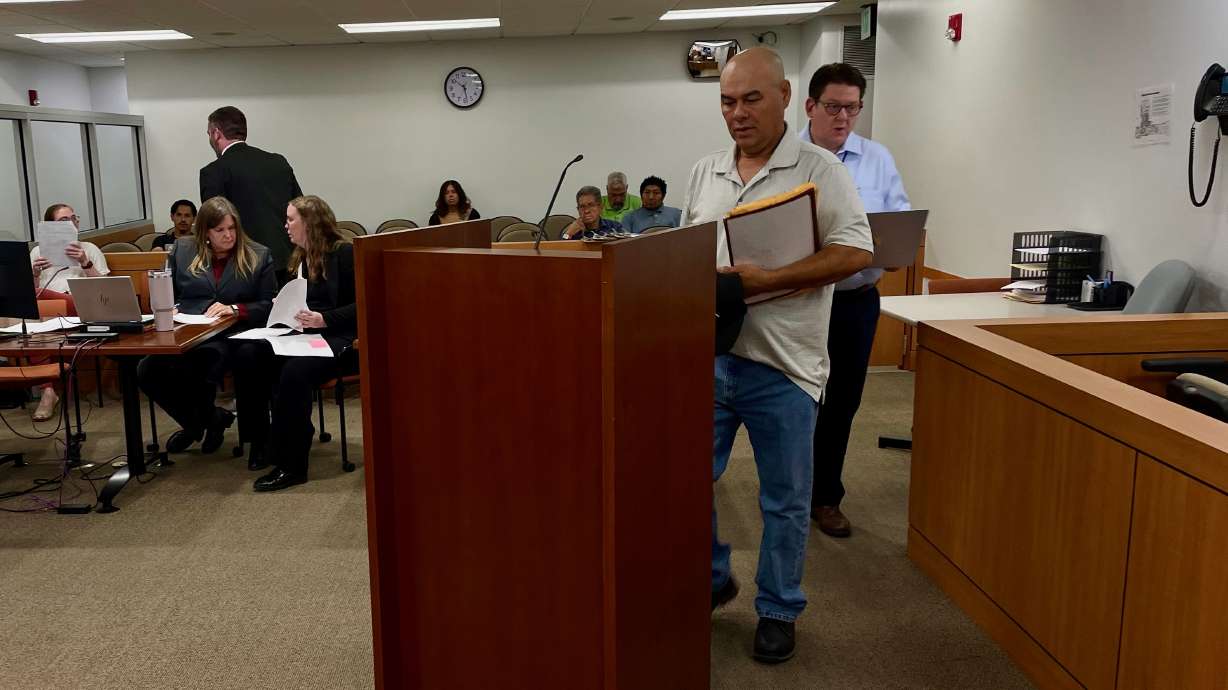 An Ogden man originally facing 338 misdemeanor counts in a 2025 dog-hoarding case, Ramon Aispuro-Cano, has pled guilty to 20 of the charges. He's pictured during a July 15, 2025, appearance in Ogden Justice Court.