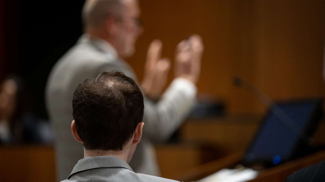 Tyler Robinson, accused in the fatal shooting of Charlie Kirk, listens to the prosecution during a preliminary hearing in 4th District Court in Provo on Tuesday.