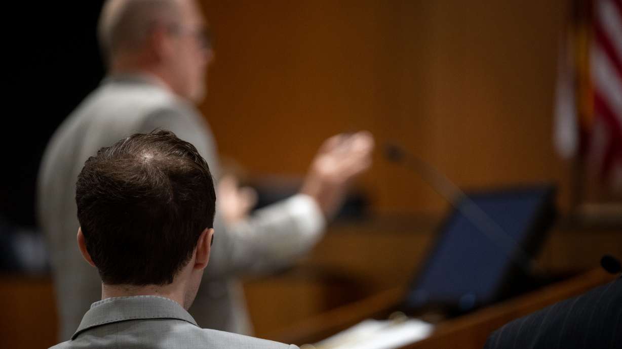 Tyler Robinson, accused in the fatal shooting of Charlie Kirk, listens to the prosecution during a preliminary hearing in 4th District Court in Provo on July 7.