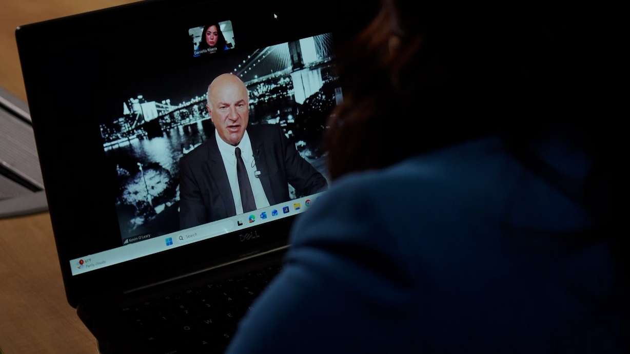 Kevin O'Leary is pictured speaking with KSL's Daniella Rivera through a video call on Tuesday.