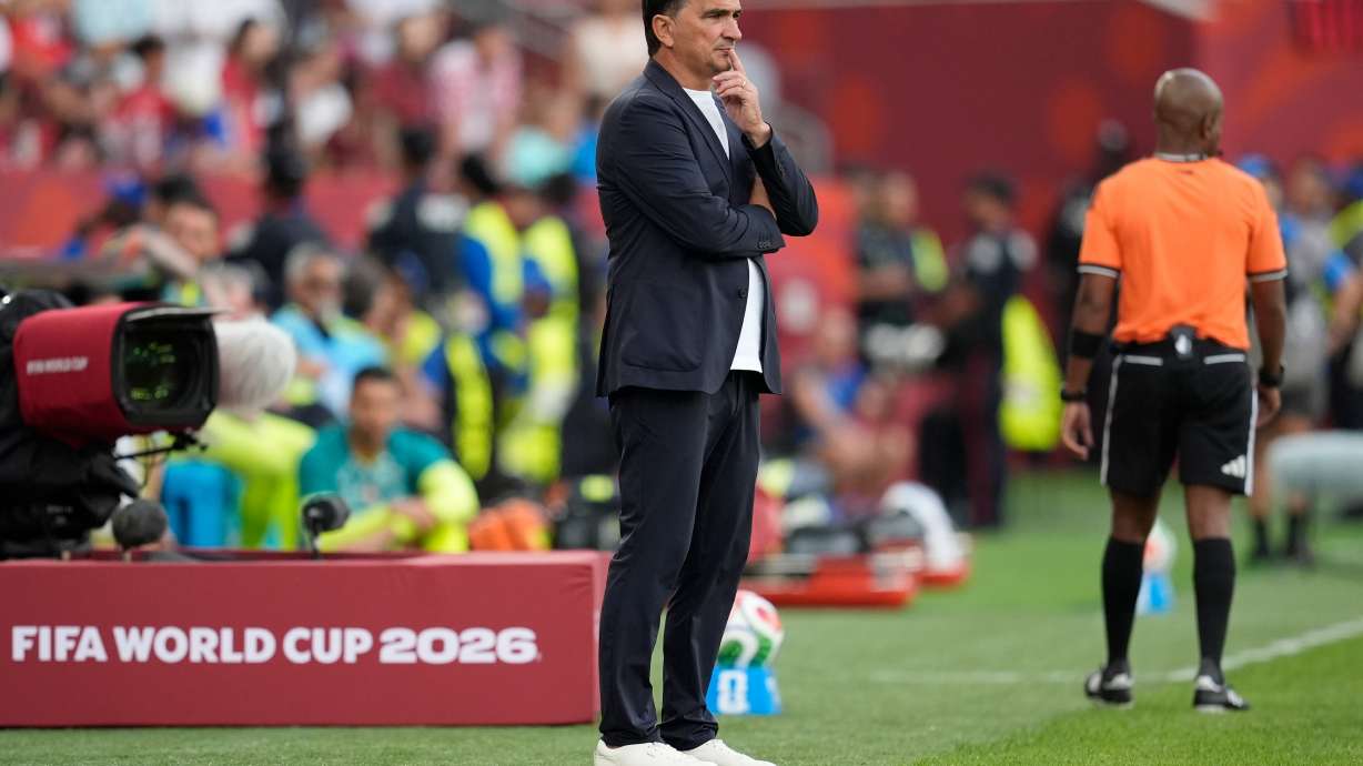 Croatia head coach Zlatko Dalic looks on during the World Cup round of 32 soccer match between Portugal and Croatia in Toronto, Thursday, July 2, 2026.