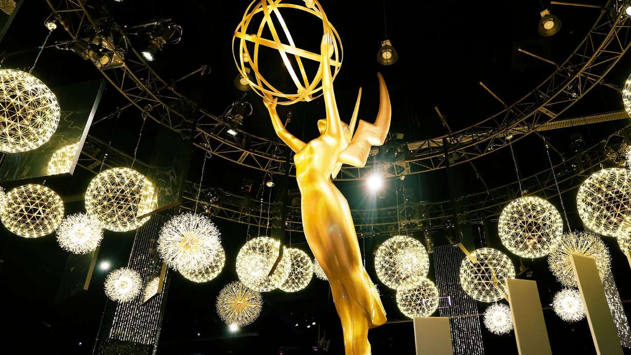 A view of the Emmy statue is seen during the 77th Primetime Emmys Press Preview at Peacock Theater in September 2025.