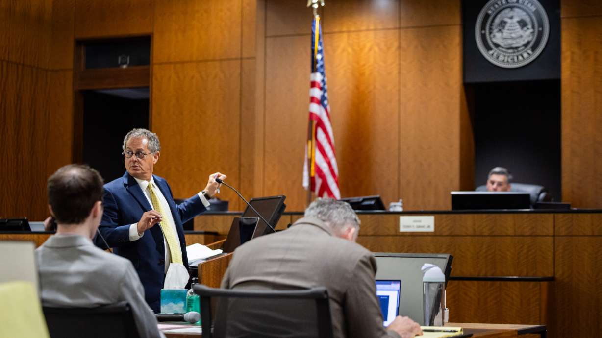 Defense attorney Richard Novak speaks during a preliminary hearing for Tyler Robinson on July 8. The hearing is scheduled to wrap up on Tuesday, Sept. 1, with closing arguments.