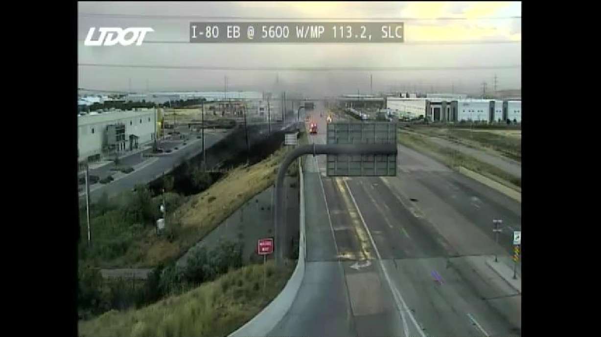 Fire crews battled a grass fire that started along I-80 near 5600 West on Wednesday. Two grass fires have ignited along I-80 in Salt Lake County.